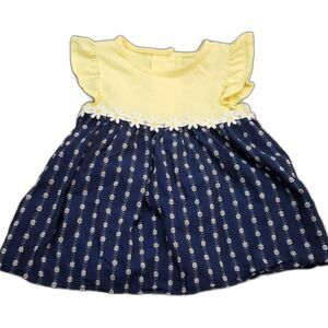 Good Lad Yellow and Blue Striped Floral Dress Baby 12 Months